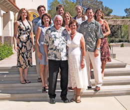 Jim, Bev and their 8 children on their 50th wedding anniversary